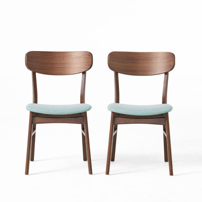 Elegant Fabric Dining Chair With Cushioned Seat And Wood Frame - Mint