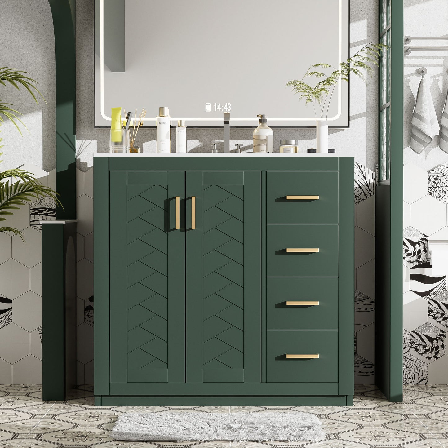 Bathroom Vanity With Sink Combo, Storage Cabinet, Freestanding Set With 3 Drawers & Soft Closing Doors