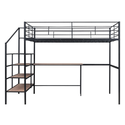 Loft Bed With Desk And Lateral Storage Ladder