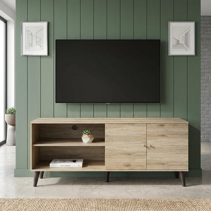 Amidon - TV Stand, With 2 Storage Shelves And 1 Cabinet