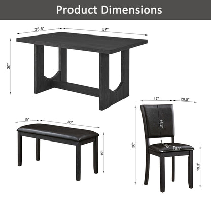 Dining Table Set, Rectangular Kitchen Table With Upholstered Chairs
