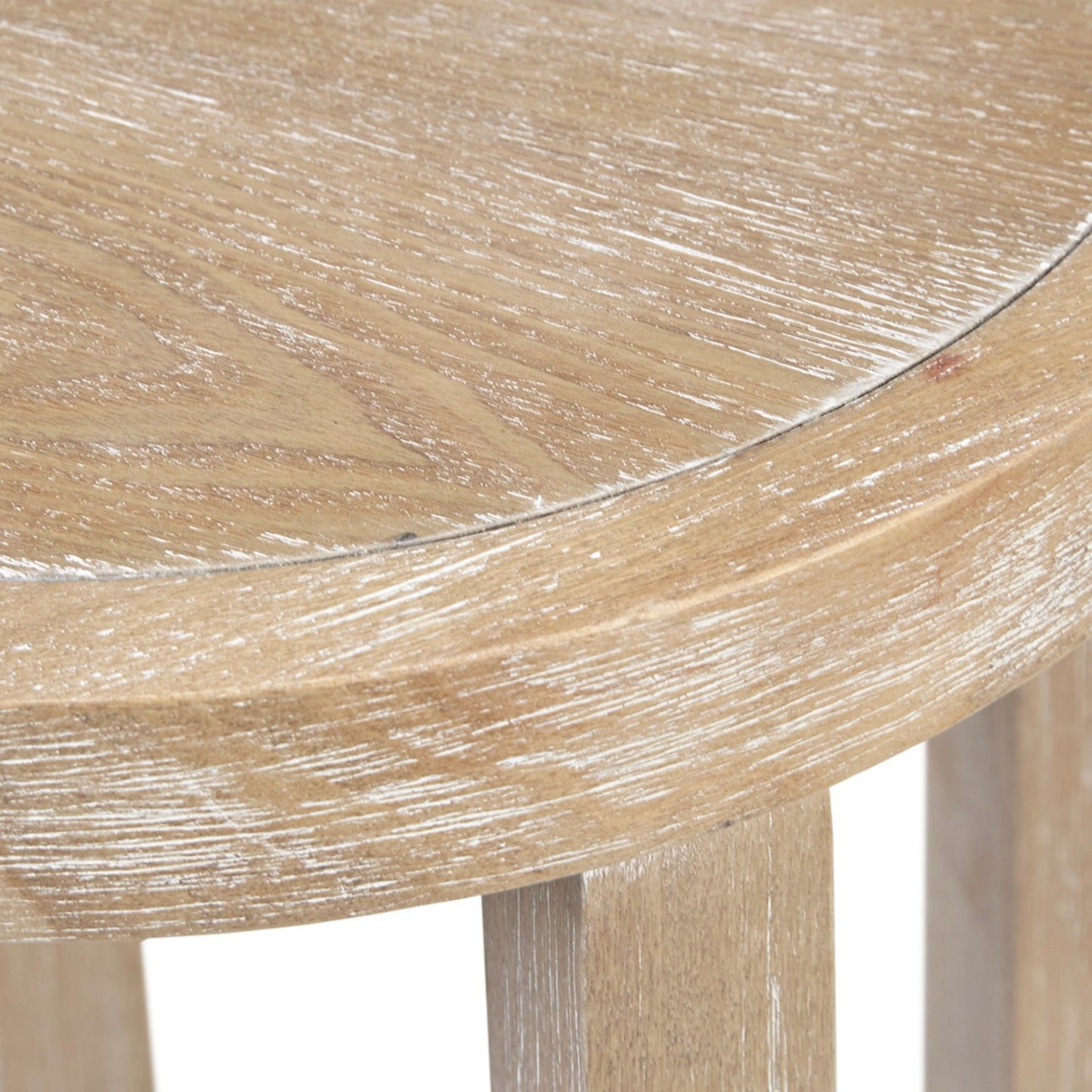 Accent Table Round Rustic Ash Veneer Reclaimed Wheat - Natural