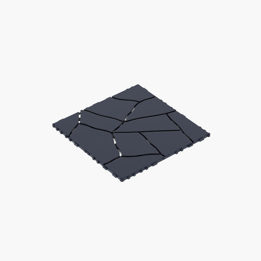 Stone Style Patio Deck Tiles For Porch (Set of 44) - Gray