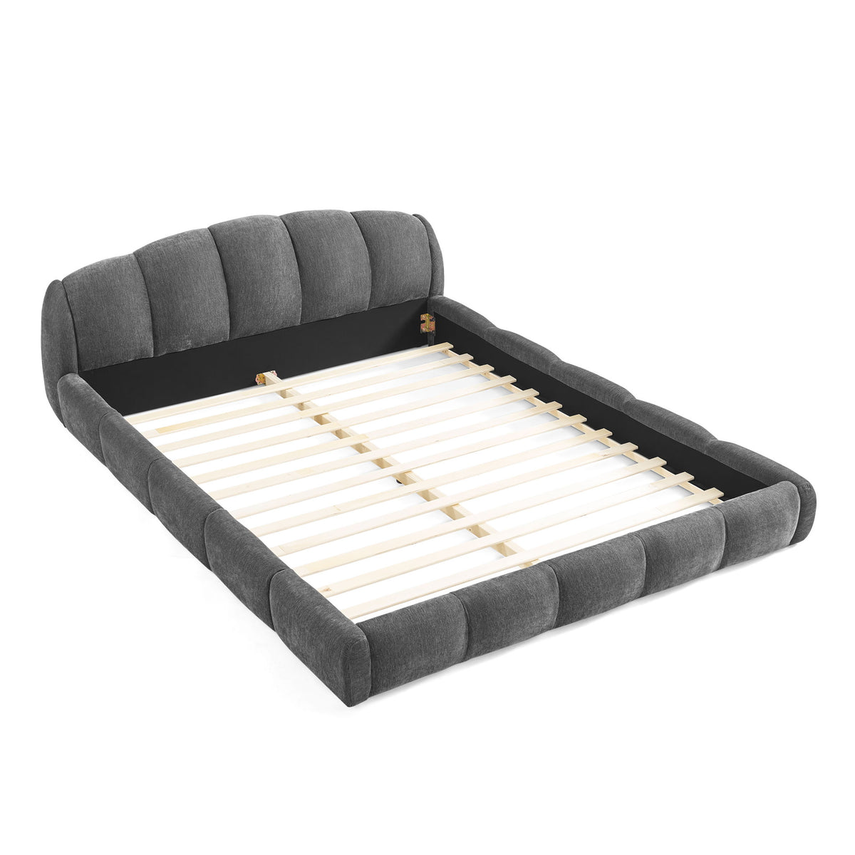 Upholstered Platform Bed Frame, Low Profile Floor Bed, No Box Spring Required