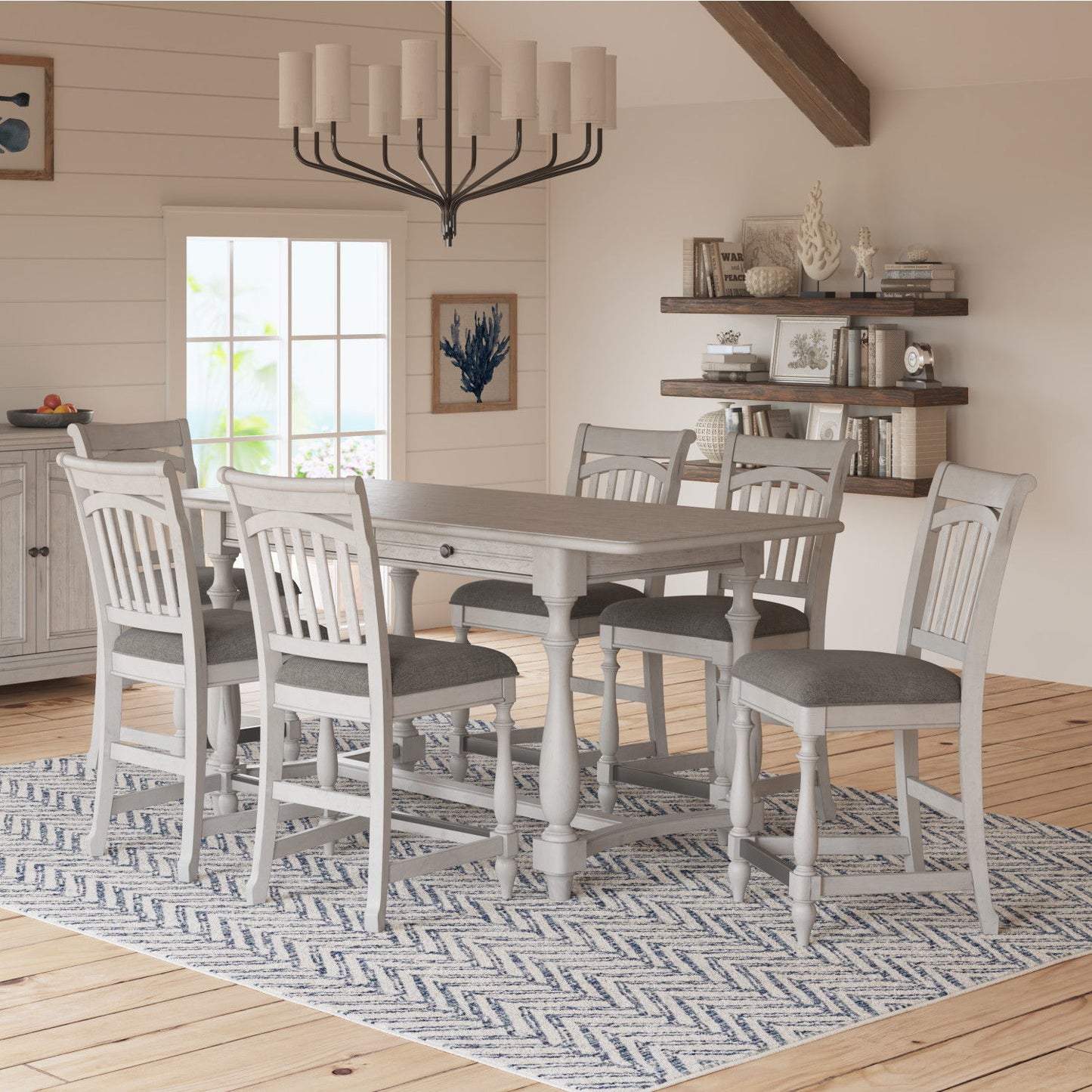 Slat Back Barstools (Set of 2) - Gray