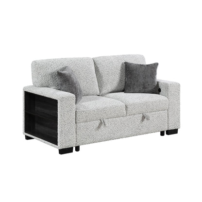 Prato - Loveseat With Storage And USB - Gray
