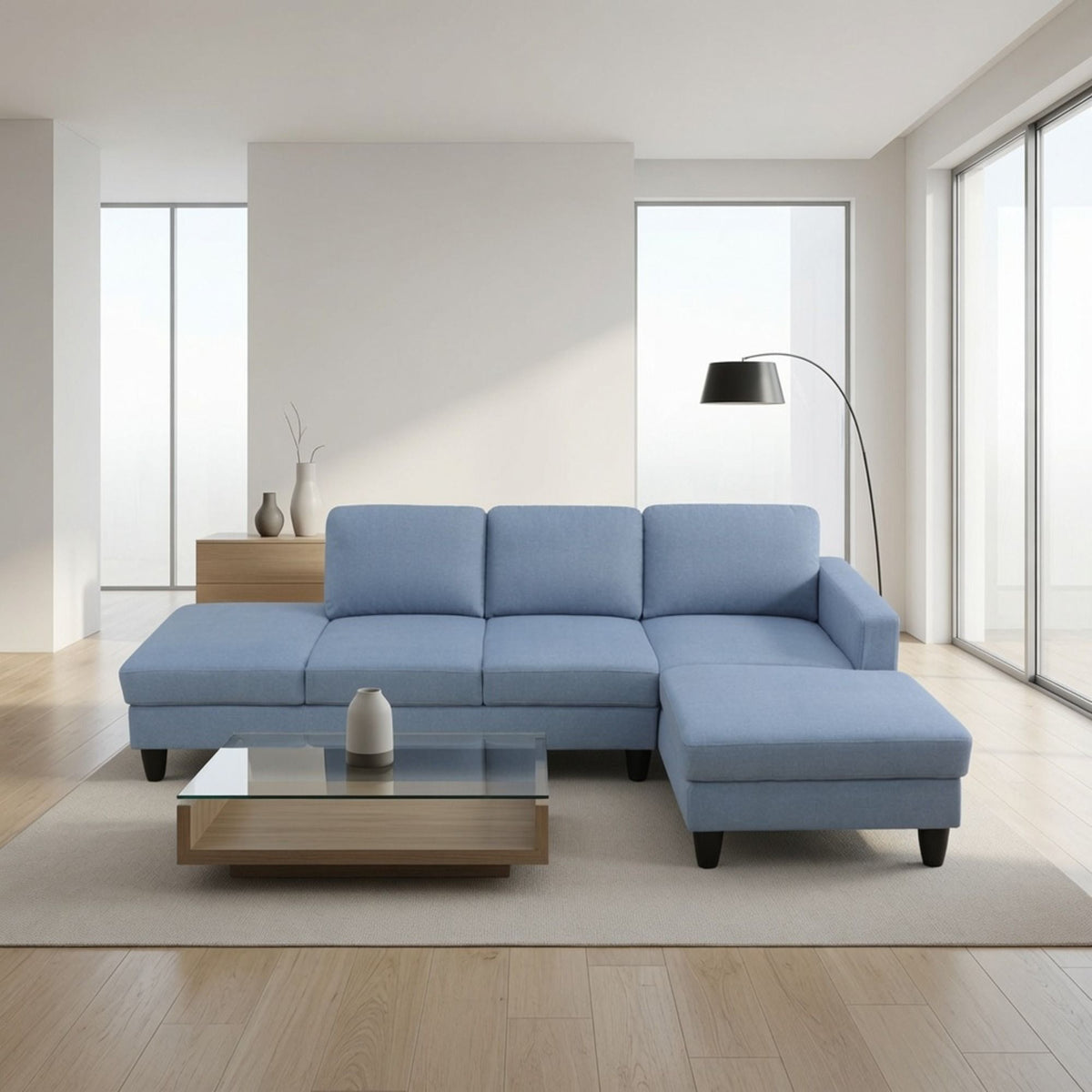 L - Shaped Sectional Sofa With Chaise & Ottoman