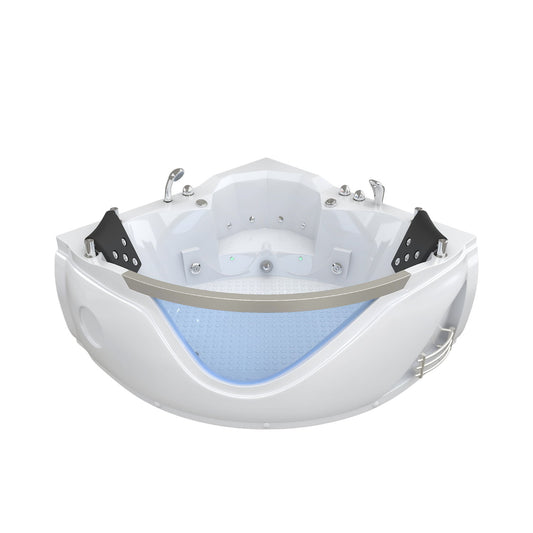 Xavier - Double Corner Massage Bathtub, Equipped With Gfci Plug And Ul Certified Water Pump, Upc Certified Drain - Milk White