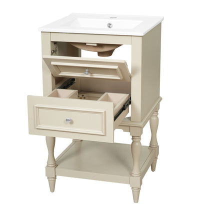 Retro Design Bathroom Vanity With Sink, 2 Drawer Storage Cabinet