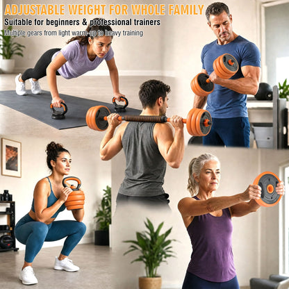 Adjustable Dumbbell Set, 4 In 1 Convertible Weights