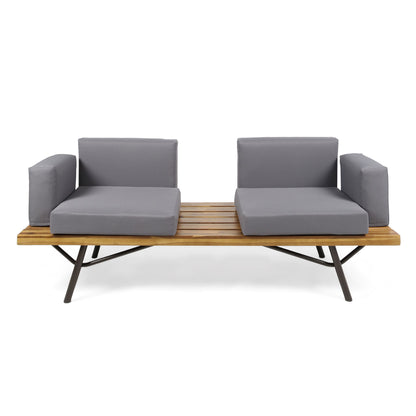 2 Piece Patio Set With Loveseat And Coffee Table - Natural / Gray