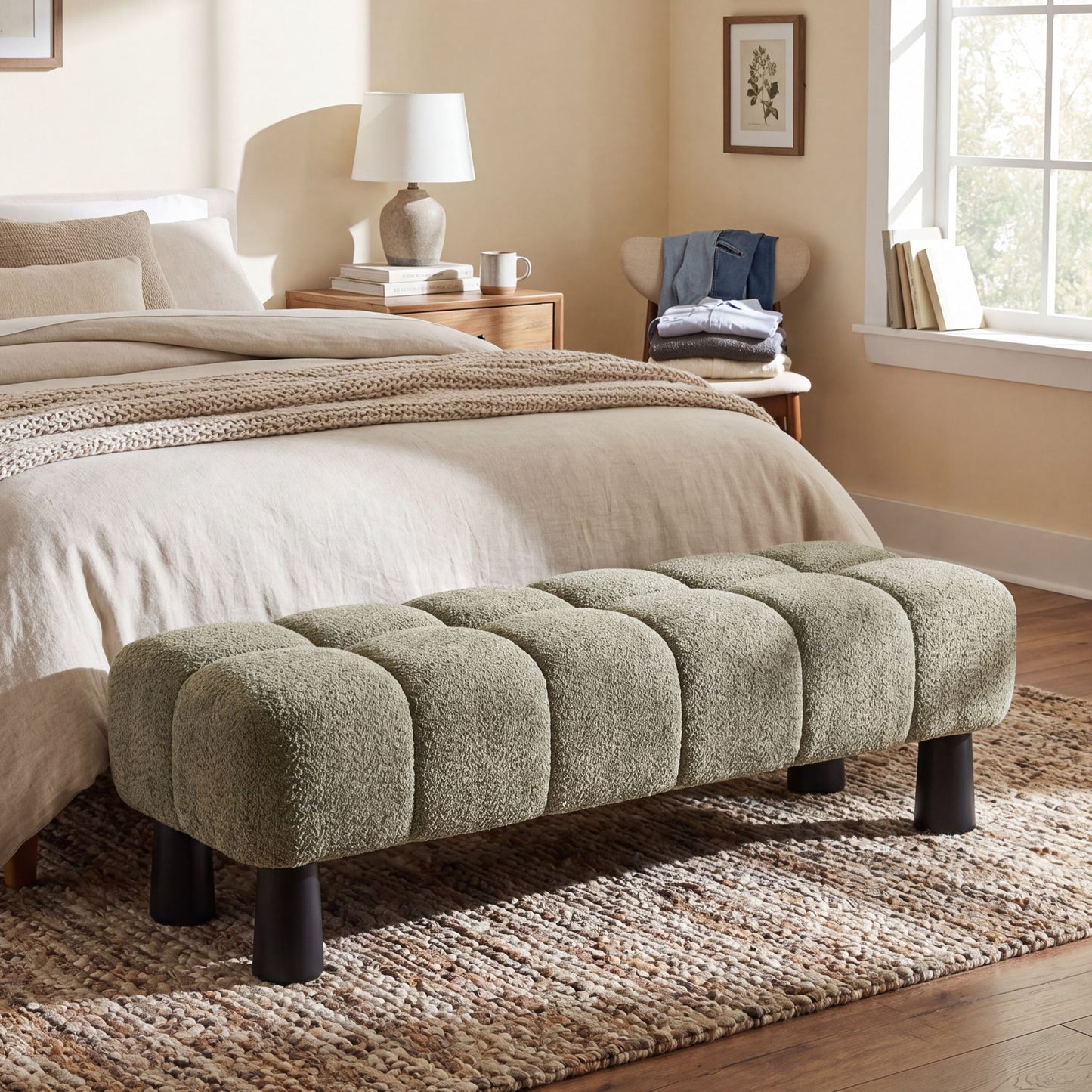 Luxury Upholstered Bench Ottoman