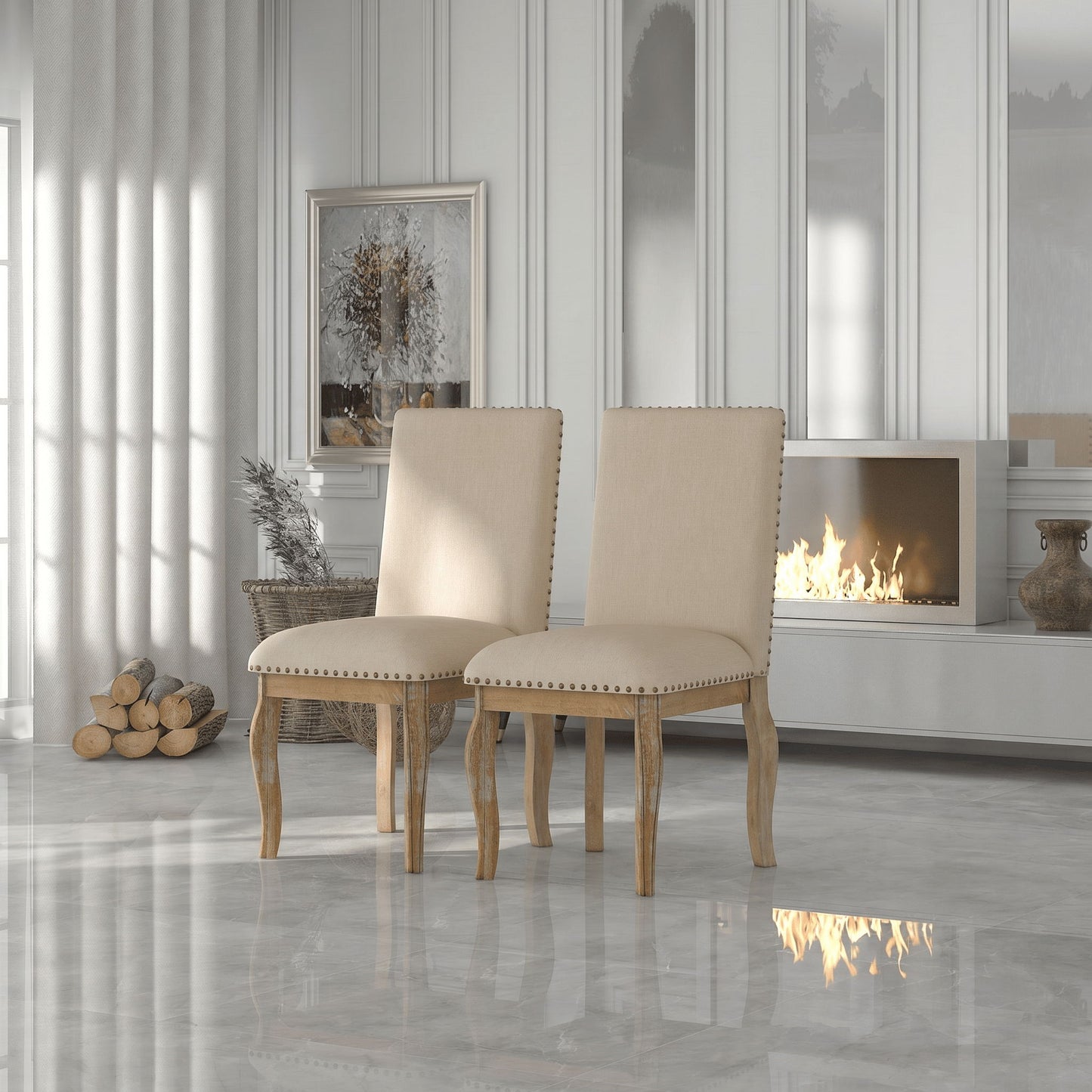 Upholstered Dining Chairs With Nailhead (Set of 2)