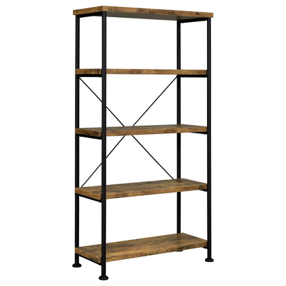 Avon - 2 Piece Computer Desk And Bookcase With 3 Drawers - Rustic Brown
