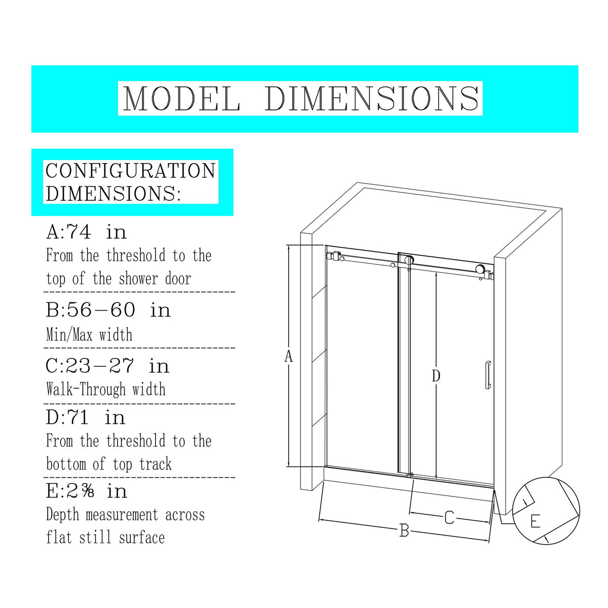Frameless Single Sliding Shower Doors, 5 / 16" Thick Sgcc Tempered Glass - Brushed Nickel