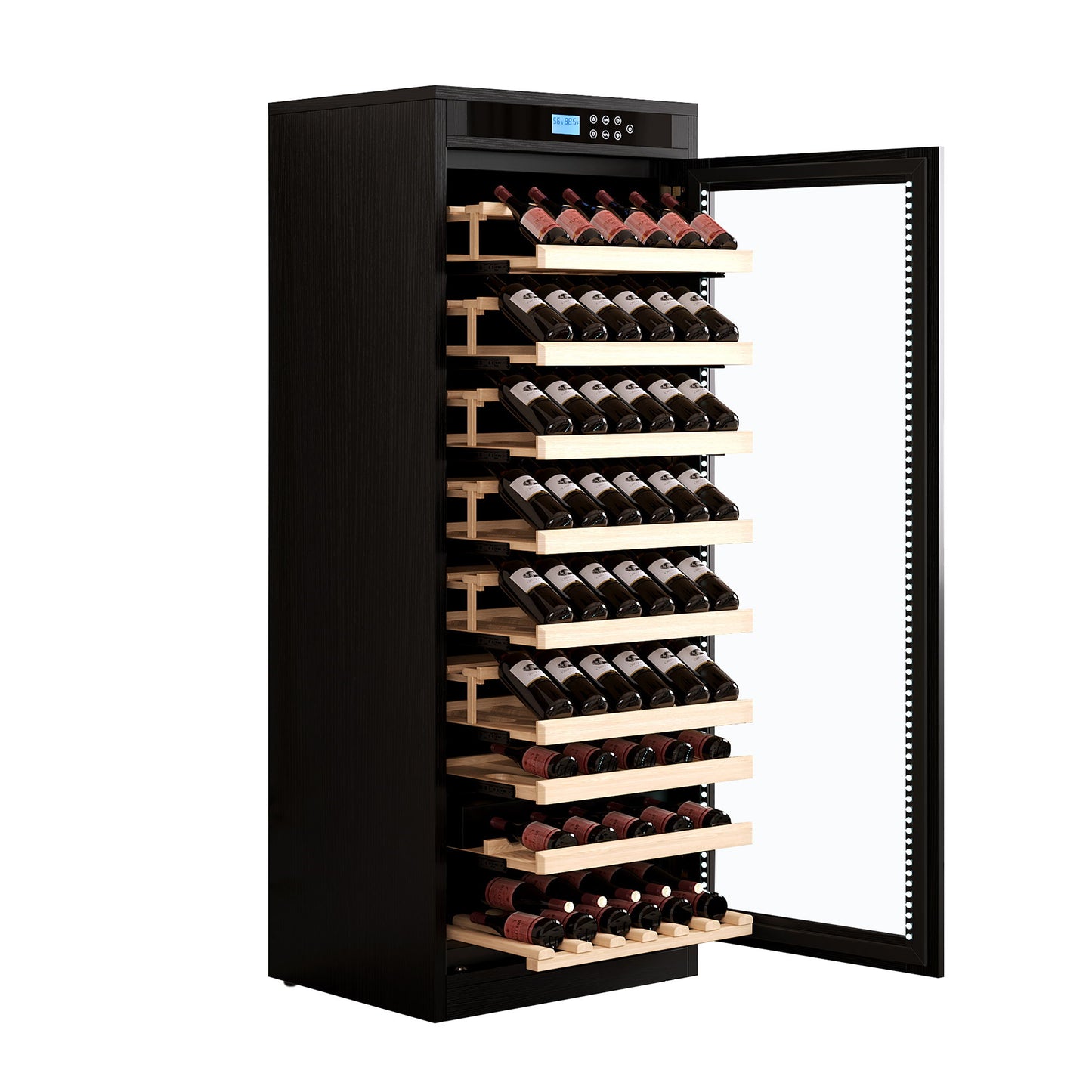 Intelligent Temperature Controlled Multi Tiered Grape Wine Cabinet - Black