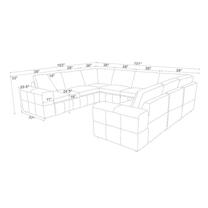 Modern Sectional Sofa With Large Square Arms