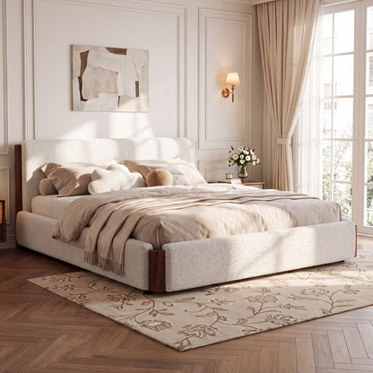 Modern Upholstered Platform Bed Frame With Accents