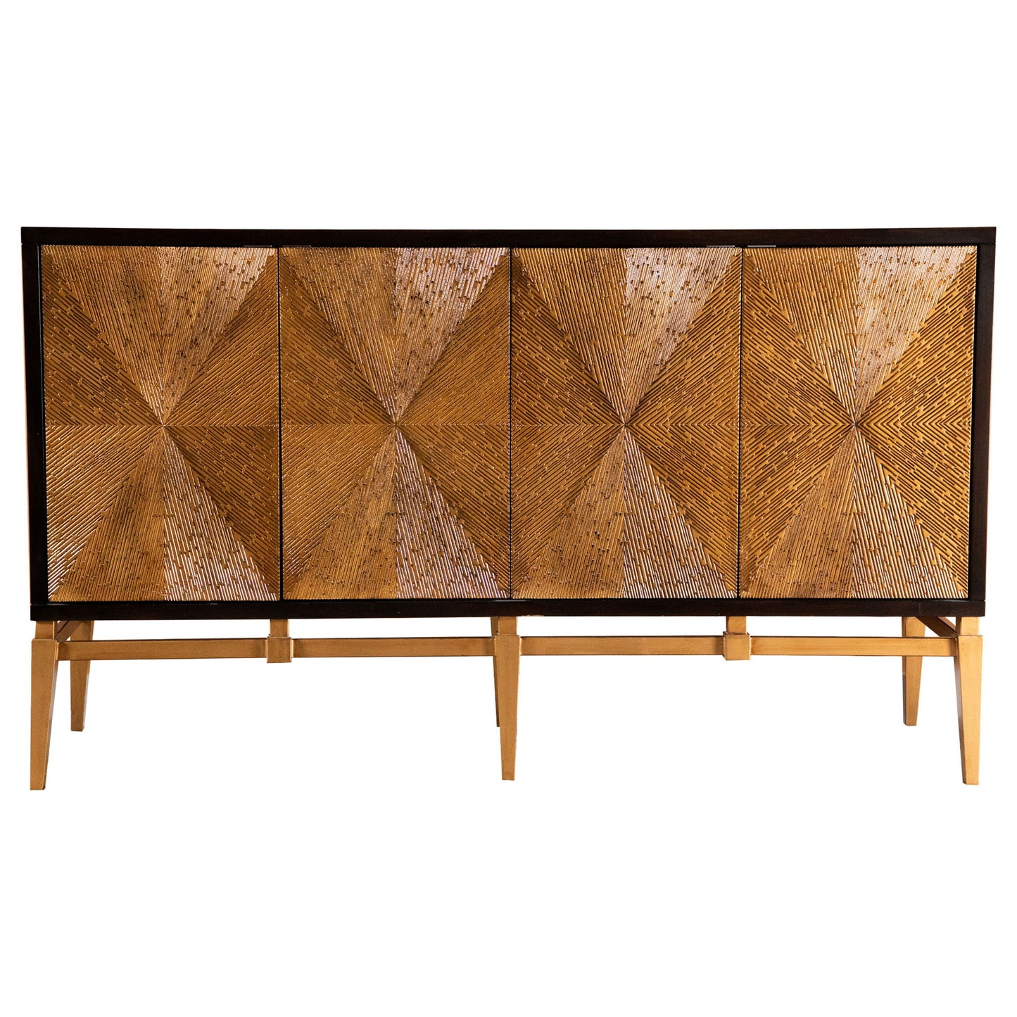 Capri - 4 Door Accent Cabinet - Brown / Gold