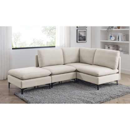 Upholstered Modular Sectional With Tall Legs, Medium Firm Seat