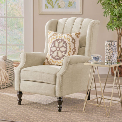 Armchair Recliner With Pushback Mechanism And Wingback Design