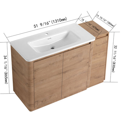 Freestanding Bathroom Vanity With Sink, 1 Small Storage Cabinet, Soft Close Door