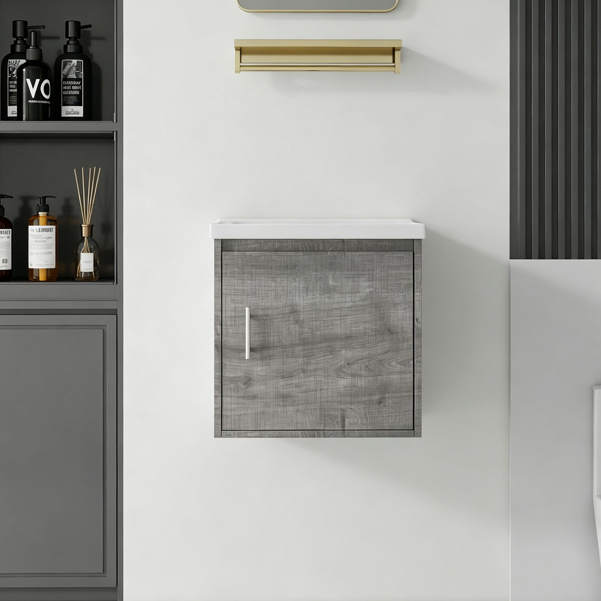 Floating Bathroom Vanity Combo, Wall Mounted Cabinet With Sink & Soft Close Doors For Small Bathrooms