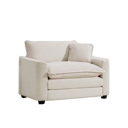 Modern Classic Fabric Single Chair Deep Seat Sofa With Pillow