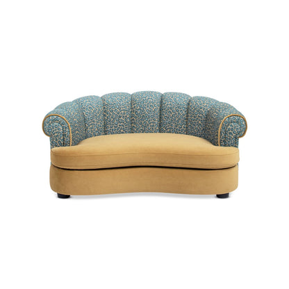 Halle - Rolled Arm Dog Sofa Bed - Gold / Blue