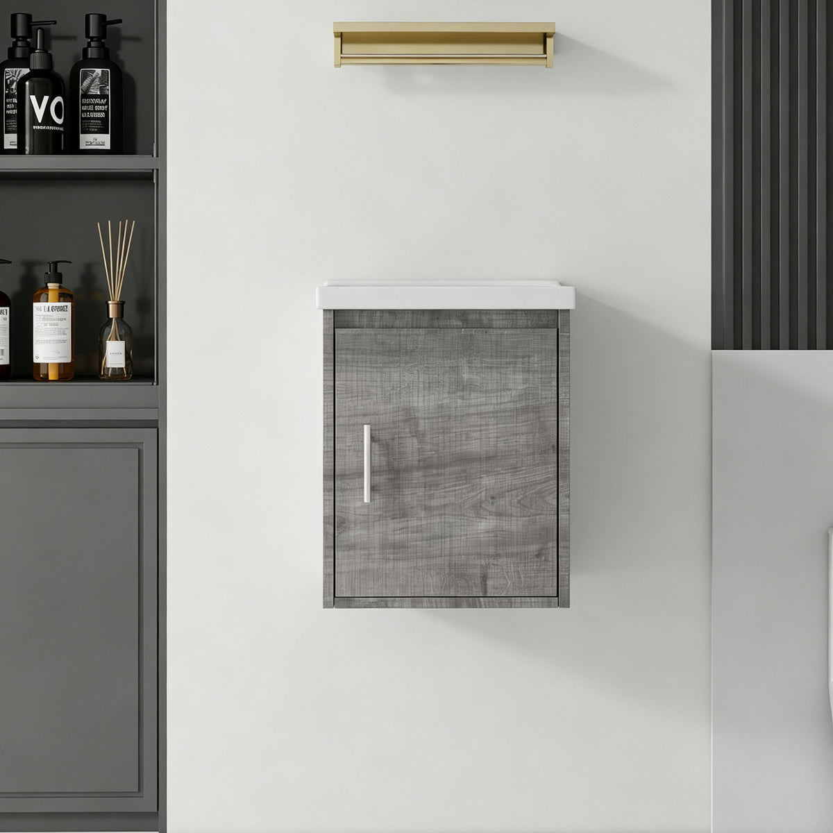 Floating Bathroom Vanity Combo, Wall Mounted Cabinet With Sink & Soft Close Doors For Small Bathrooms