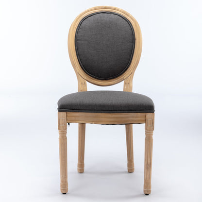 French Style Solid Wood Frame Antique Painting Fabric Back Dining Chair (Set of 2)