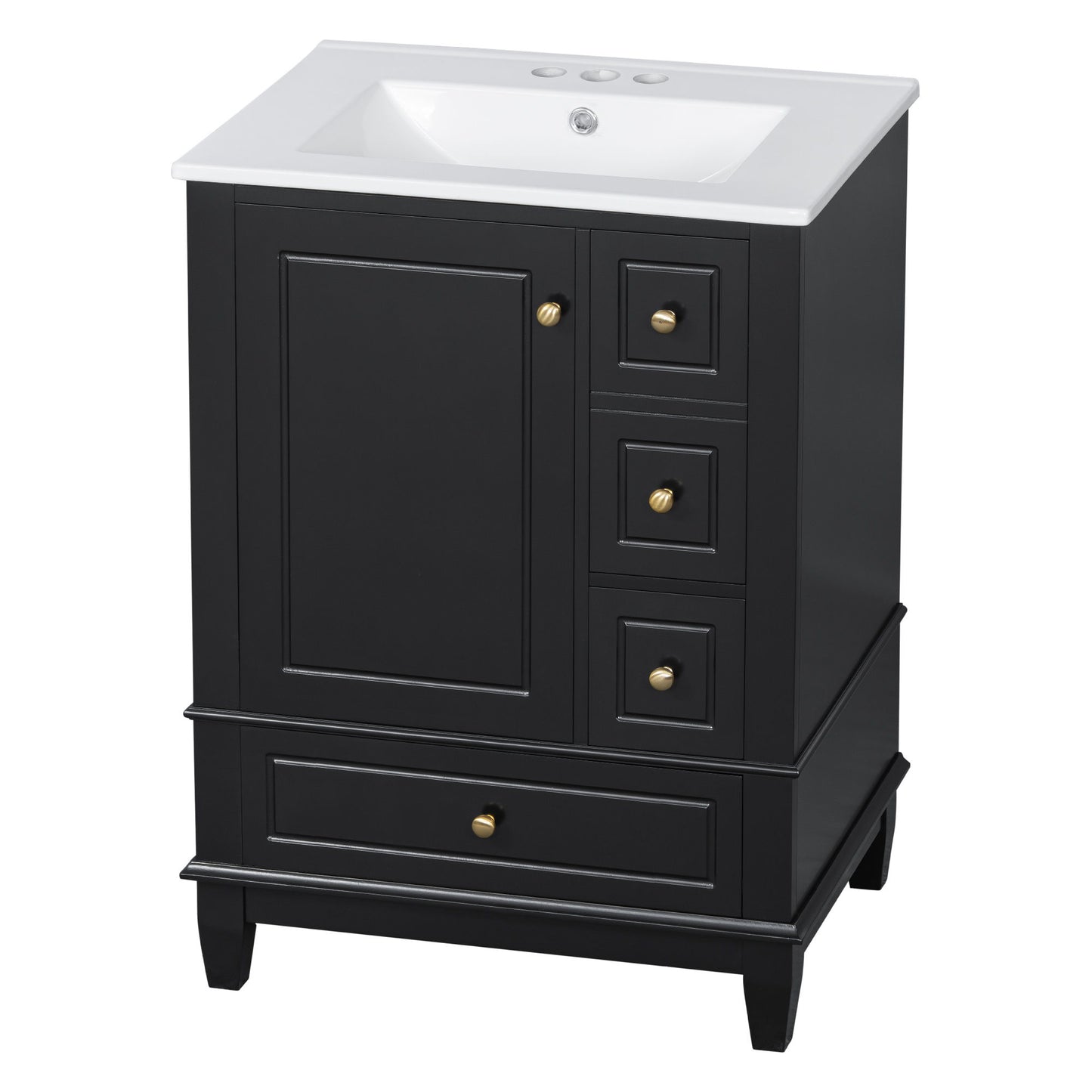 Modern Bathroom Vanity With Sink, Freestanding Cabinet With Drawers And Storage Shelves