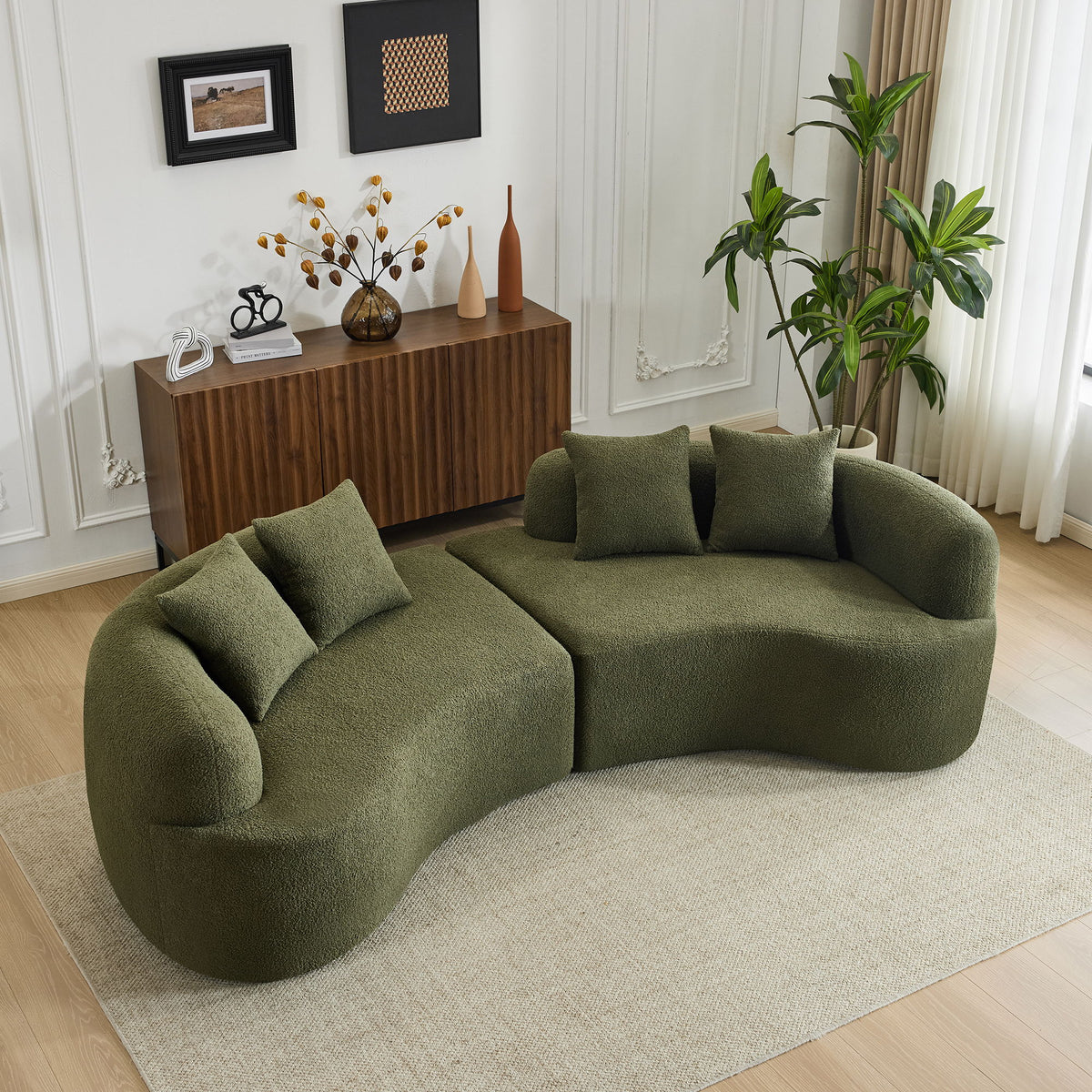 Curved 4 Seater Full Compression Sponge Sofa