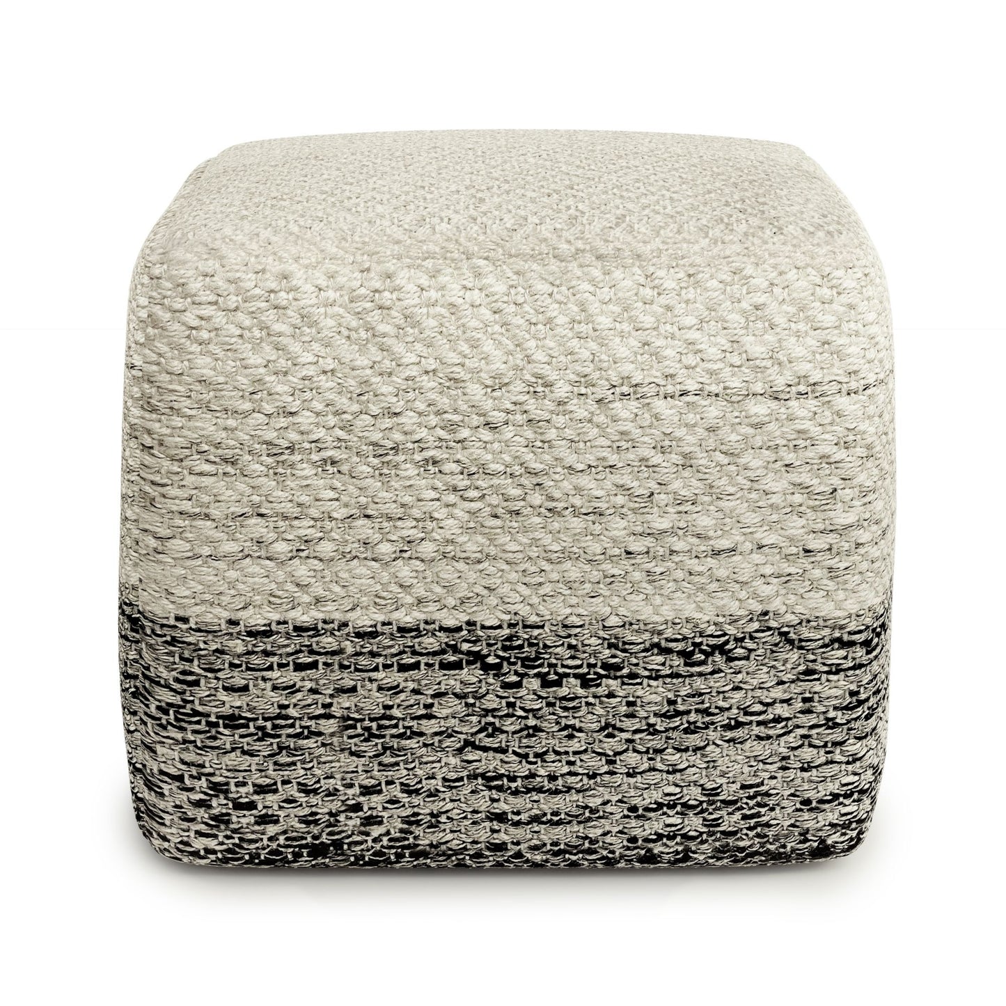 Macie - Square Woven Outdoor / Indoor Pouf - Gray / White