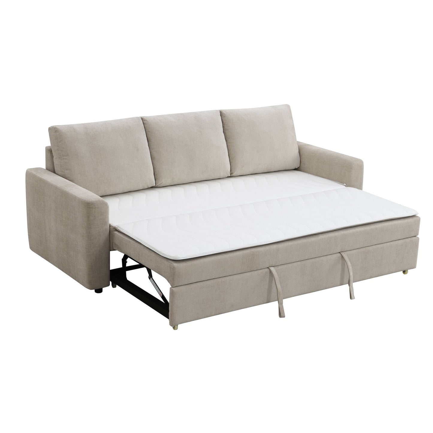 Leira - Linen Pull Out Sleeper Sofa - Beige