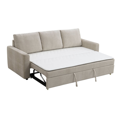 Leira - Linen Pull Out Sleeper Sofa - Beige