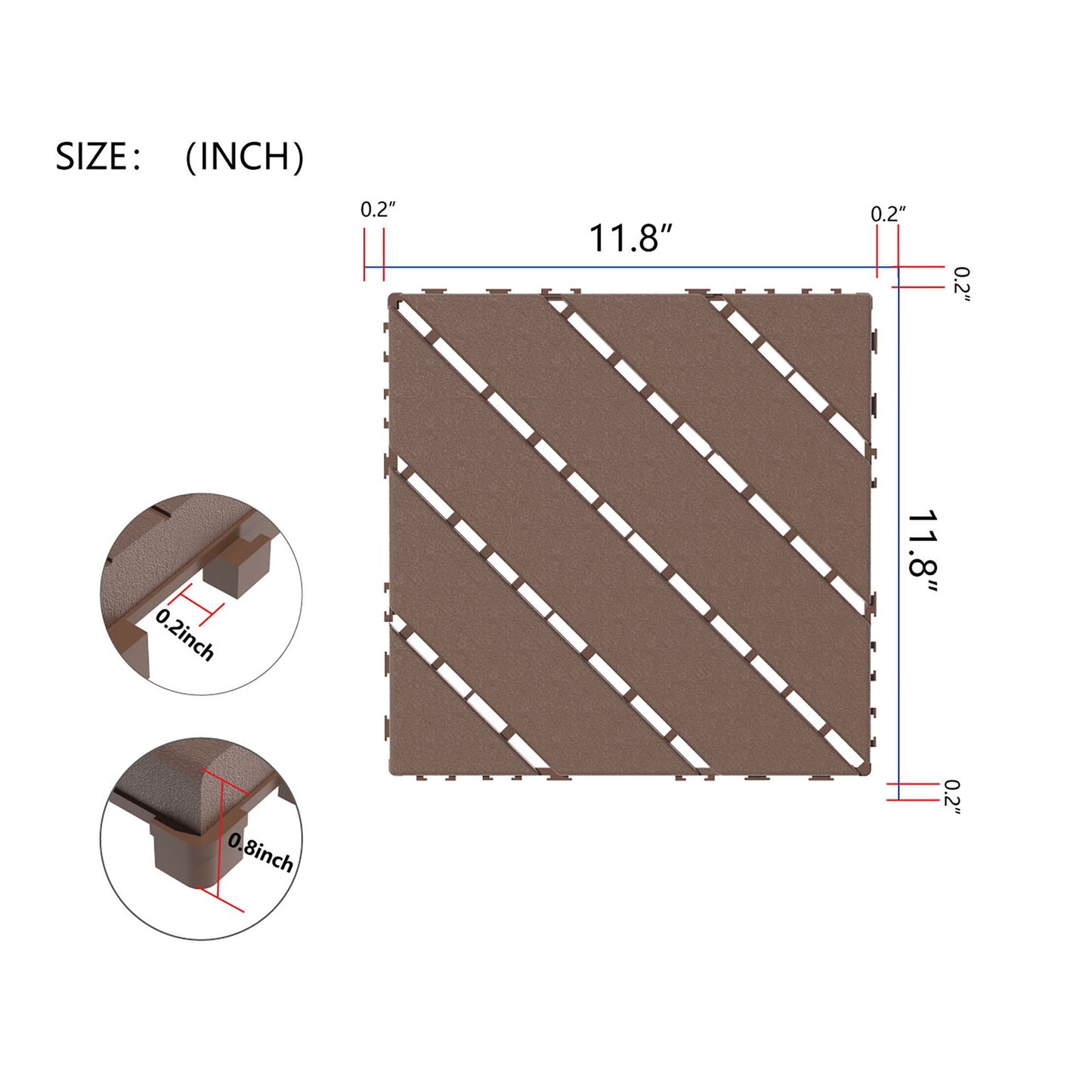 Durable Plastic Interlocking Deck Tiles, Waterproof Outdoor And Indoor Use