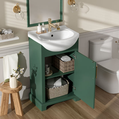 20" Bathroom Vanity With Bulged Sink, Freestanding Single Vanity Set, Soft Close Door