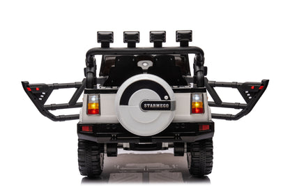12V7A 30W*2 Four-Wheel Drive Seat One Button Start, Forward And Backward, High And Low Speed, Music, Front Light, Power Display, Two Doors Can Open, 2.4G R / C, Seat Belt Four Wheel Absorber