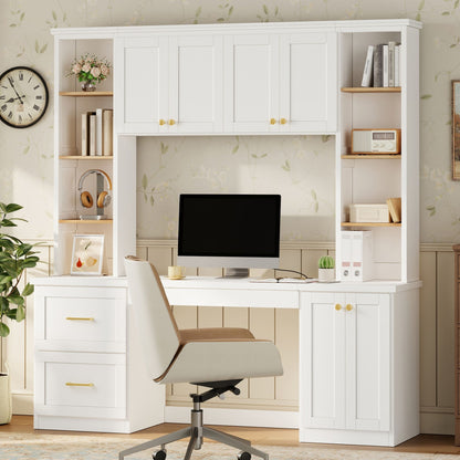 Computer Desk With Hutch, Workstation With Desk Grommet & Keyboard Tray