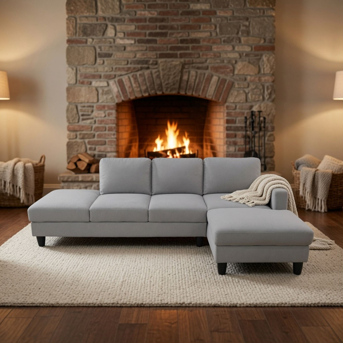 L - Shaped Sectional Sofa With Chaise & Ottoman