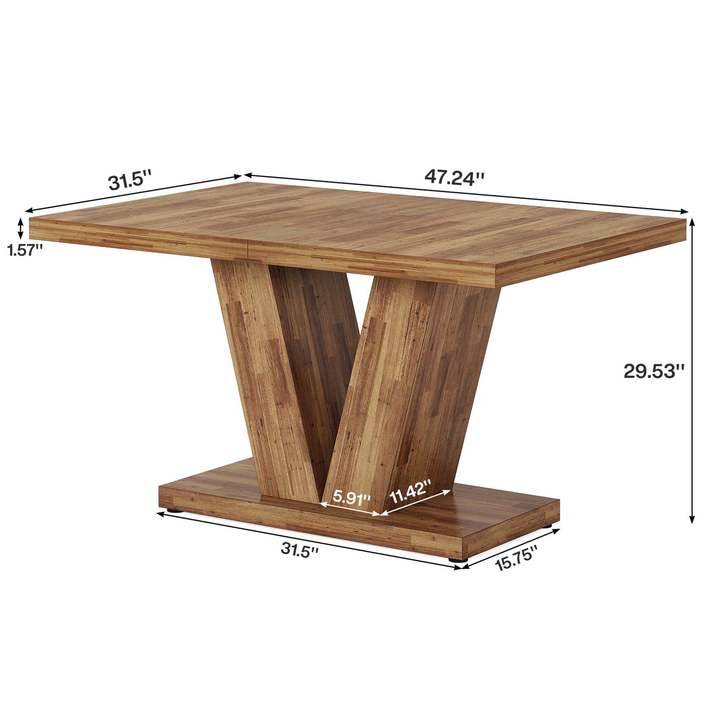Dining Table With Pedestal Base For 4 - 6 People