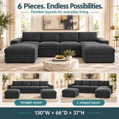 Modular Sectional Sofa, Reversible Set