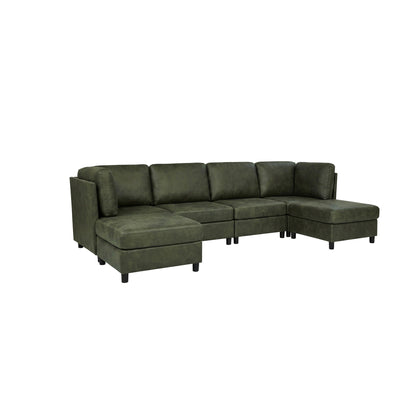 Modular Sectional Sofa With Custom Configuration And Removable Cushions - Olive
