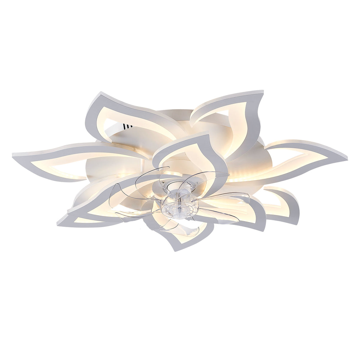 32" Flower Ceiling Fan With LED Dimmable Light, Low Profile Flush Mount Fan With Remote Control, 6 Speeds