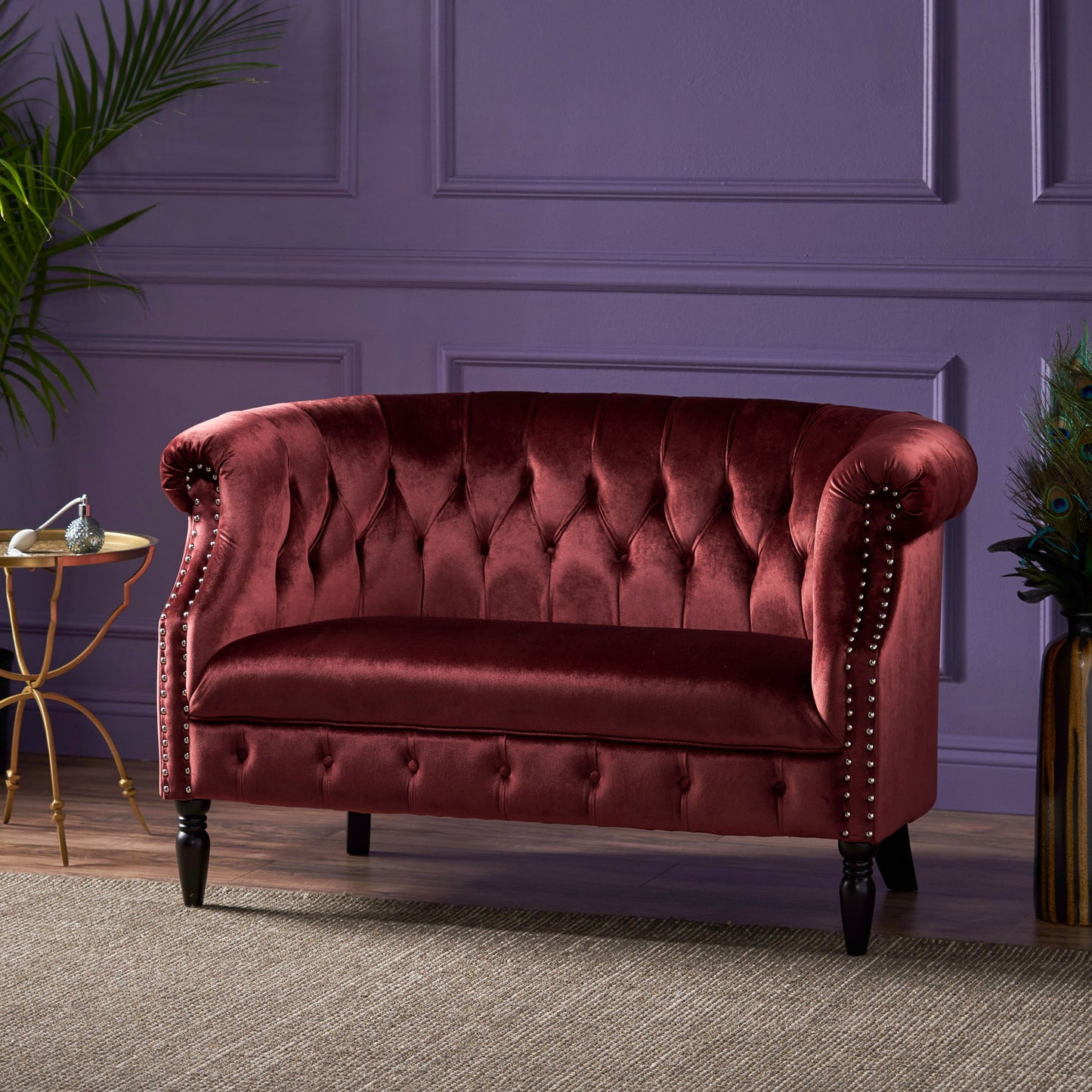 Antique Chesterfield Style Loveseat With Button Tufting