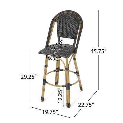 Outdoor Rattan And Aluminum French Barstools (Set of 2)