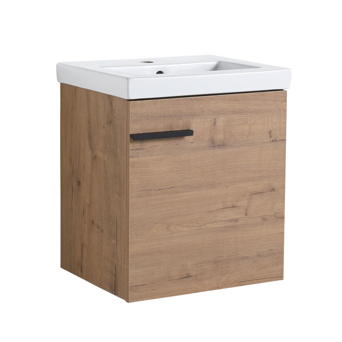 18" Wall Mounted Bathroom Vanity With Sink, Compact Design For Small Bathrooms - Imitative Oak