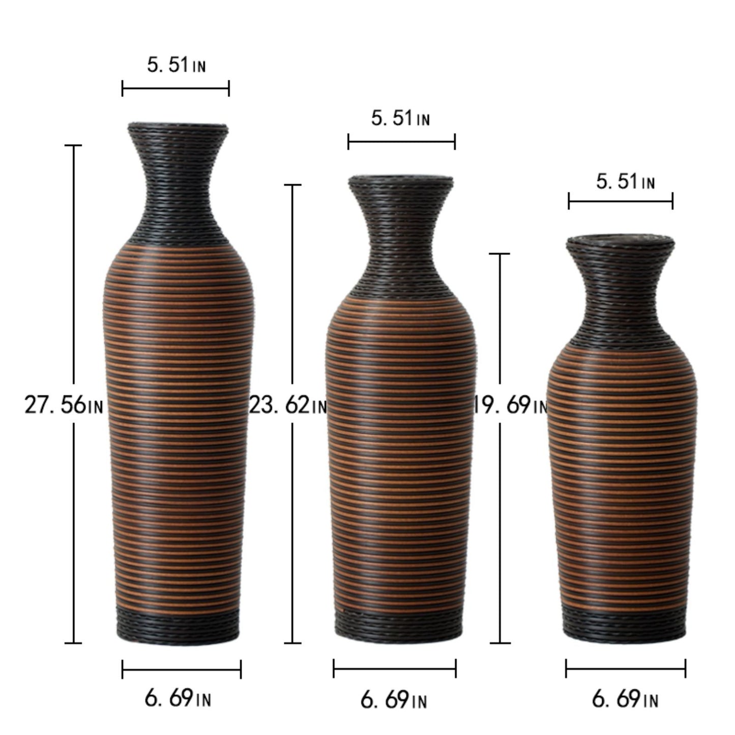 Classic And Neat Floor Vase, High Independent Flower Stand (Set of 3)