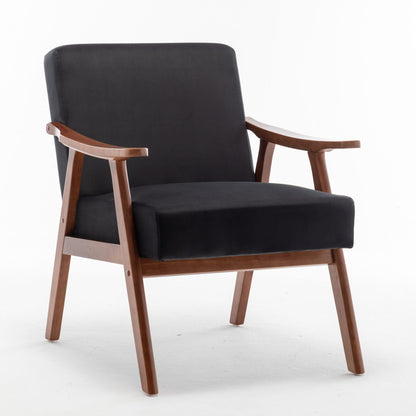 Mid Century Modern Accent Chair With Solid Wood Frame And Extra Thick Backrest